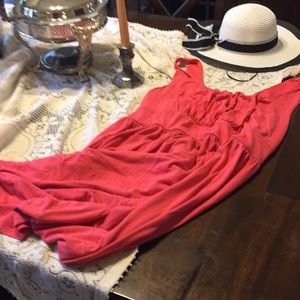 Coral summer sleeveless dress.